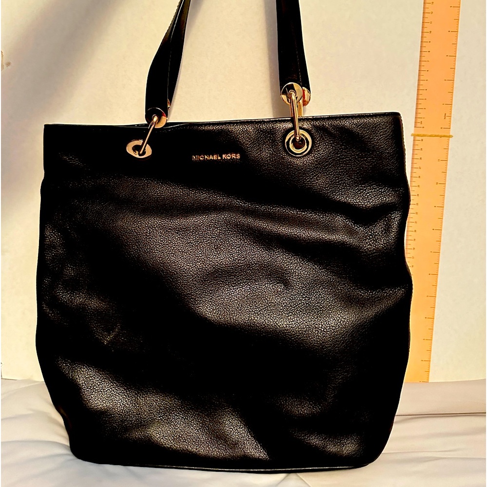 Michael Kors black pebbled leather